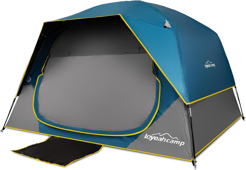 4/6 Person Blackout Camping Tent, Easy Setup Waterproof Family Dome Tent for Cam