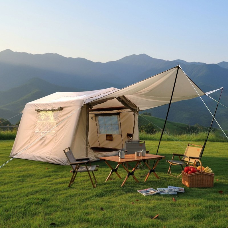 8m² Inflatable Tent 4-8 Person 4 Season Glamping Tent with Canopy & Stove Jack