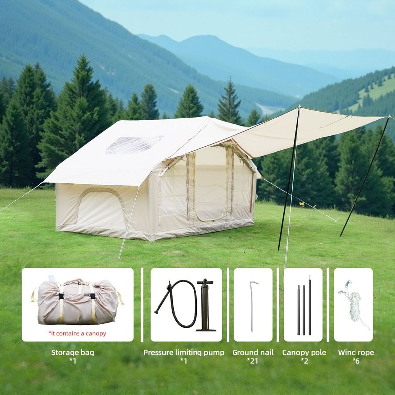 6.3m² 4-6 Person Inflatable Tent 4 Season Waterproof Camping Tent with Canopy gallery