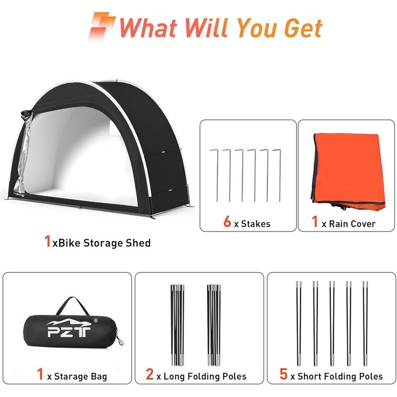 Durable Waterproof Bike Tent W/ Wind Cover & Two-Way Zipper Storage Shed New gallery