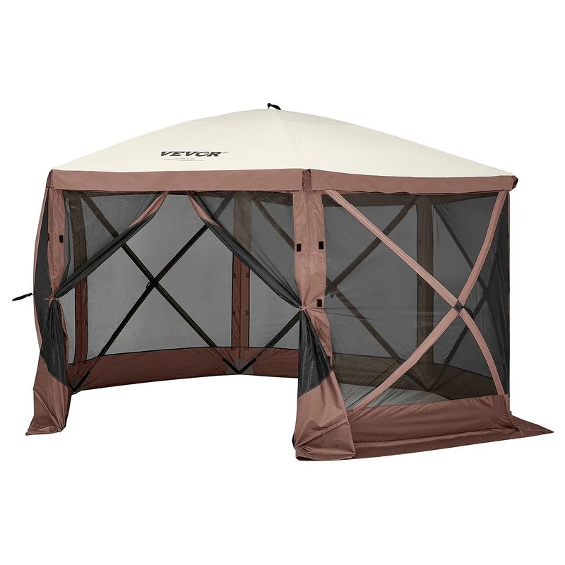 Pop Up Gazebo Tent, Pop-Up Screen Tent 6 Sided Canopy Sun Shelter with 6 Removab