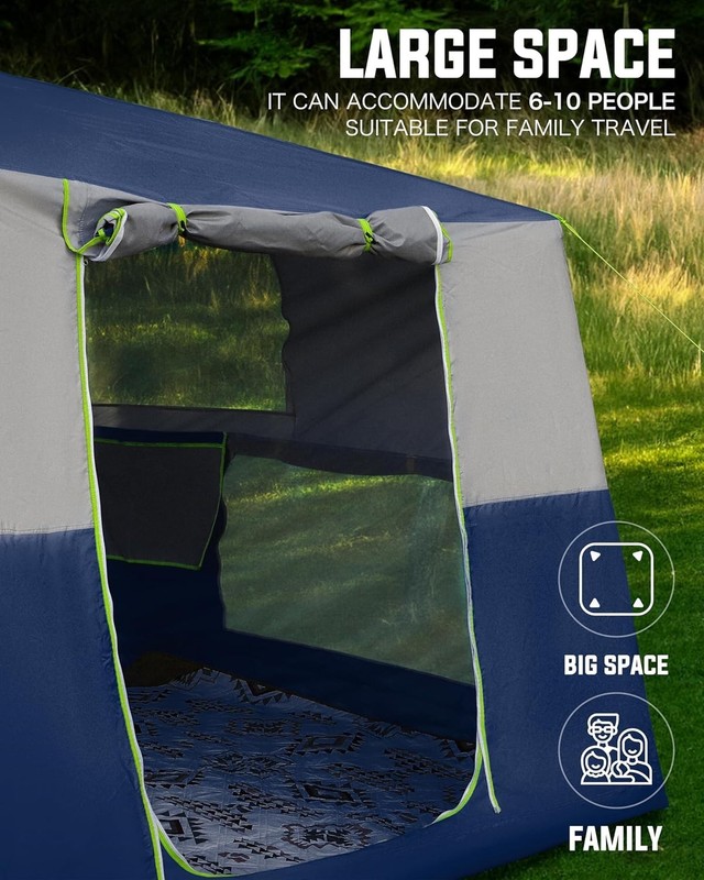 Spacious 10-Person Inflatable Camping Tent with Mosquito Screens & Easy Setup gallery