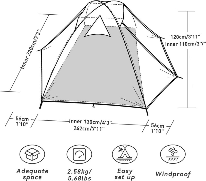 Camping Tent 2/3/4 Person, Professional Waterproof & Windproof Lightweight Backp gallery