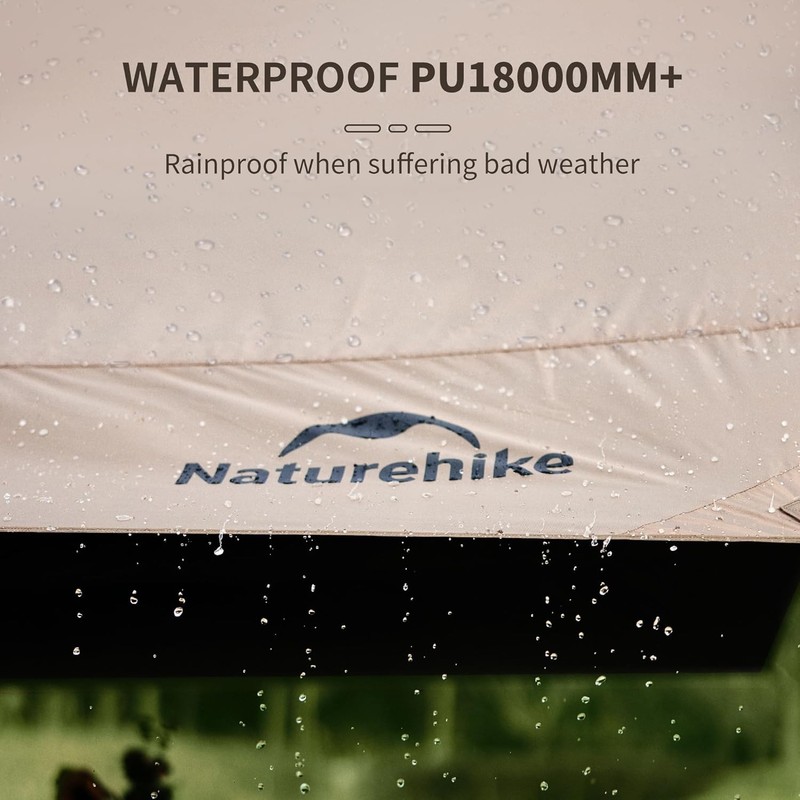 Naturehike Cloud Skies Camping Tent Tarp with Poles,Waterproof PU 18000mm gallery