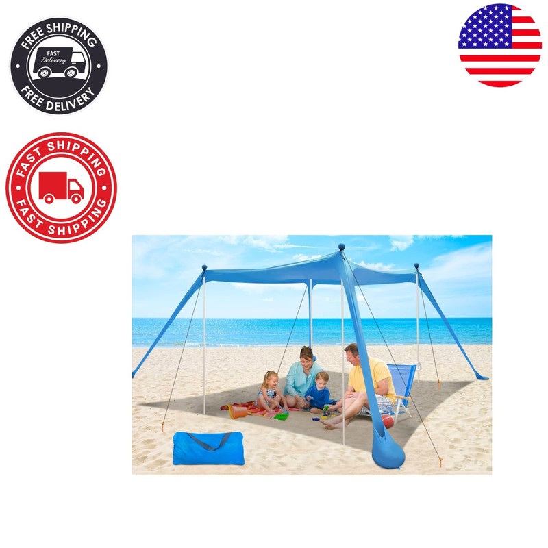 Easy Setup 11×11 FT Beach Shade Canopy with UPF 50+ – Perfect for Outdoor Fun