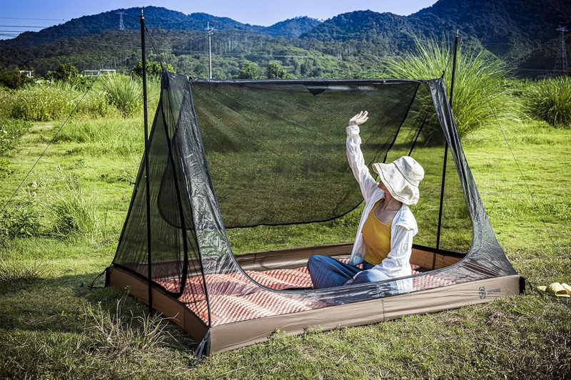 2 Person Mesh Tent, 3 Openings Screen Shelter with Waterproof Bathtub Floor for gallery