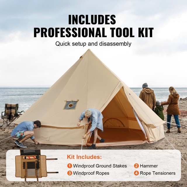 Canvas Bell Tent 4M 4-Season Camping Yurt Tent with Stove Jack gallery