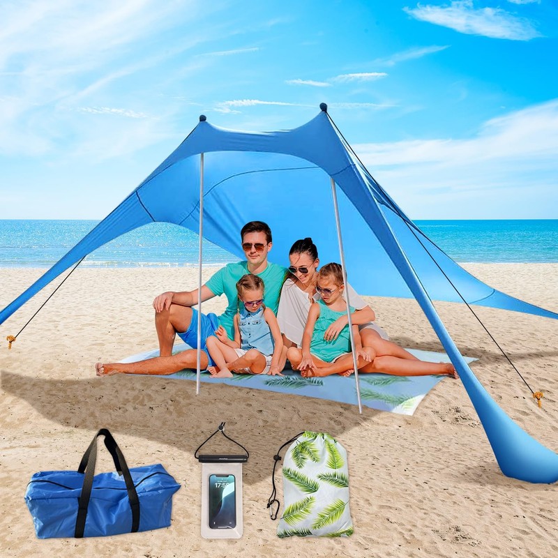 Beach Shade Canopy with Beach Blanket Phone Case Sun Shelter Umbrella UPF50+ …
