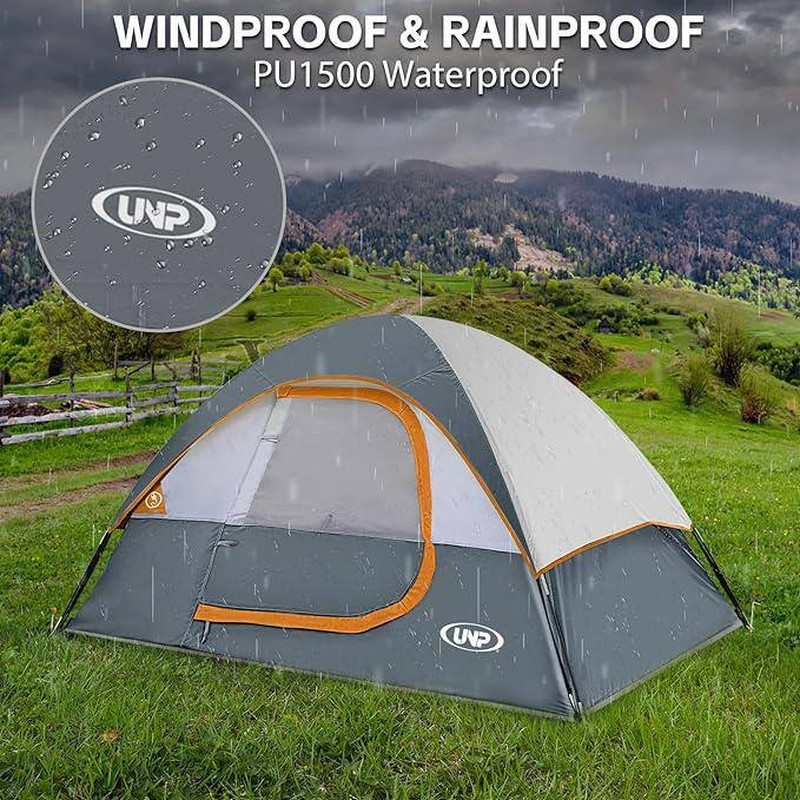 7 Ft. X 9 Ft. Grey 4-Person Waterproof Windproof Tent with Rainfly Easy Set Up-P gallery