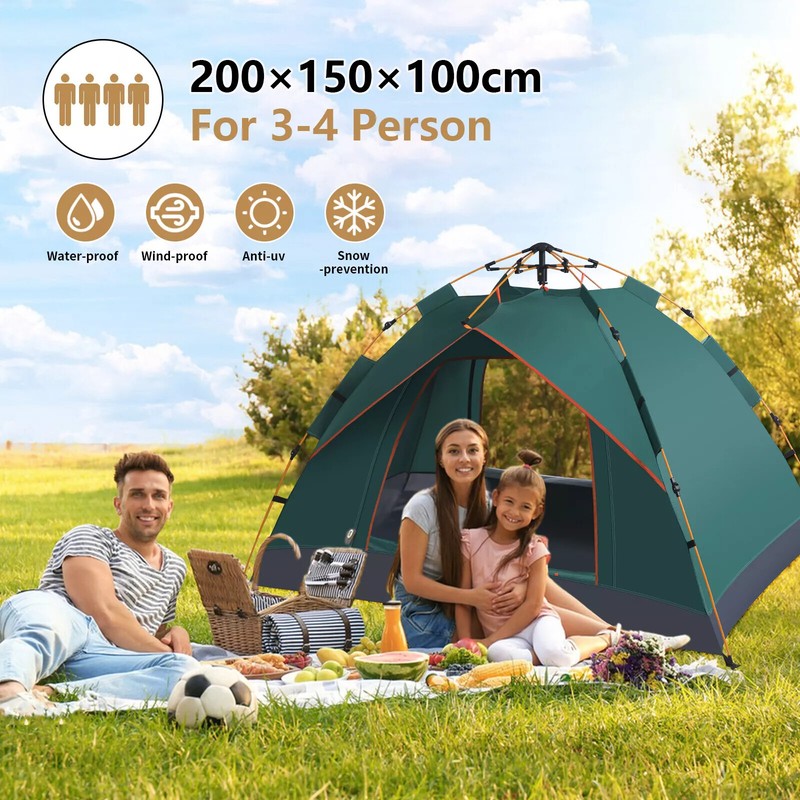3-4 Person Automatic Camping Tent Hiking Instant Canopy Pop Up Tents Waterproof gallery