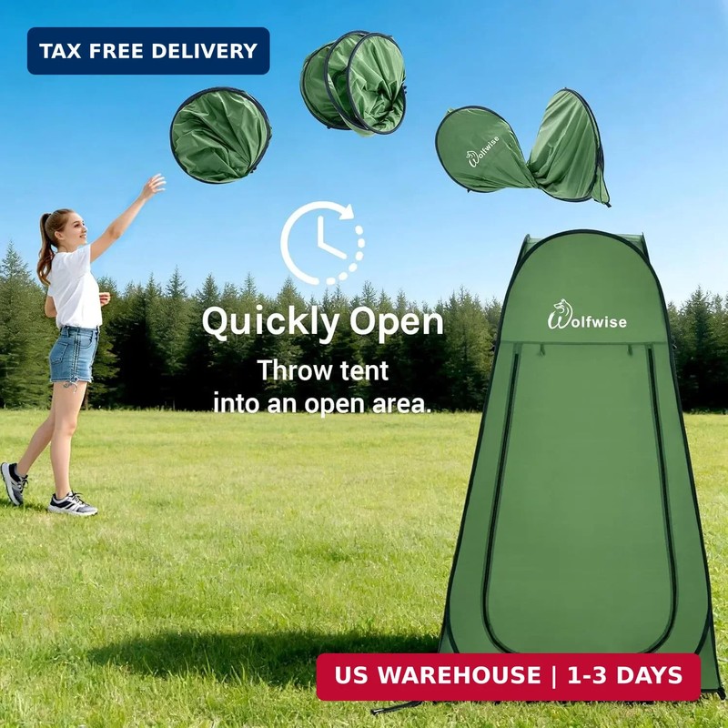 Wolfwise Pop Up Shower Tent for Camping Essentials, Portable Instant Changing Te gallery