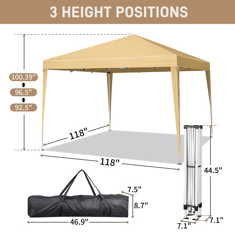 3 x 3m Two Doors&Two Windows Practical Waterproof Right-Angle Folding Tent Khaki gallery