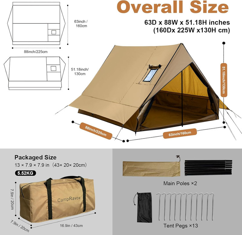 Hot Tent with Stove Jack, 4-Season Waterproof Chalet Tent, Easy Setup Weather-Re gallery