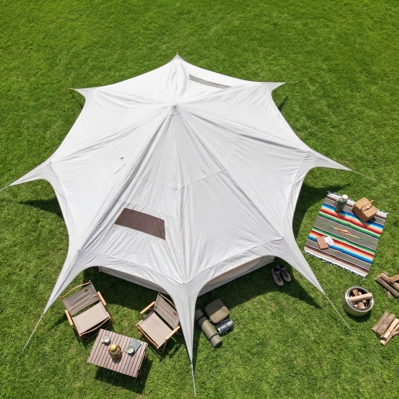 Waterproof Bell Tent 14.8ft Camping Shelter Oxford with Stove Jack Family gallery