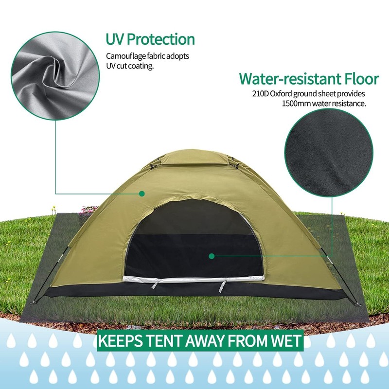 Khaki Single Person Camouflage Camping Tent for Hiking and Outdoor Use gallery