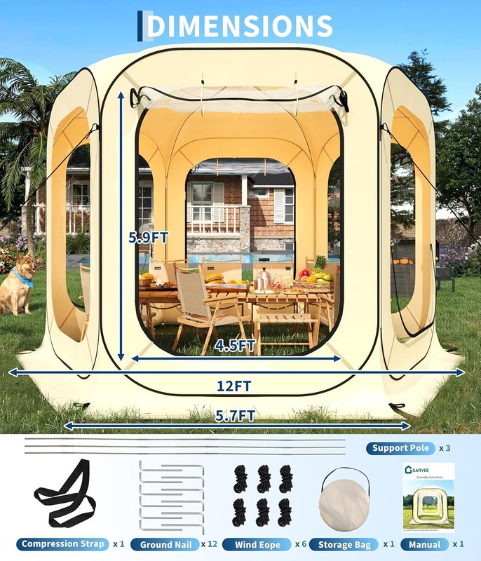 Pop up Bubble Tent W/ Waterproof Vent Windows 6ft-10ft-12ft Camping Shelters gallery