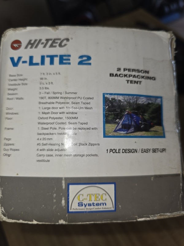HI-TEC V-LITE 2 Technology 2 Person Backpacking Tent 3.5LBS 7FT 3IN X 5FT gallery