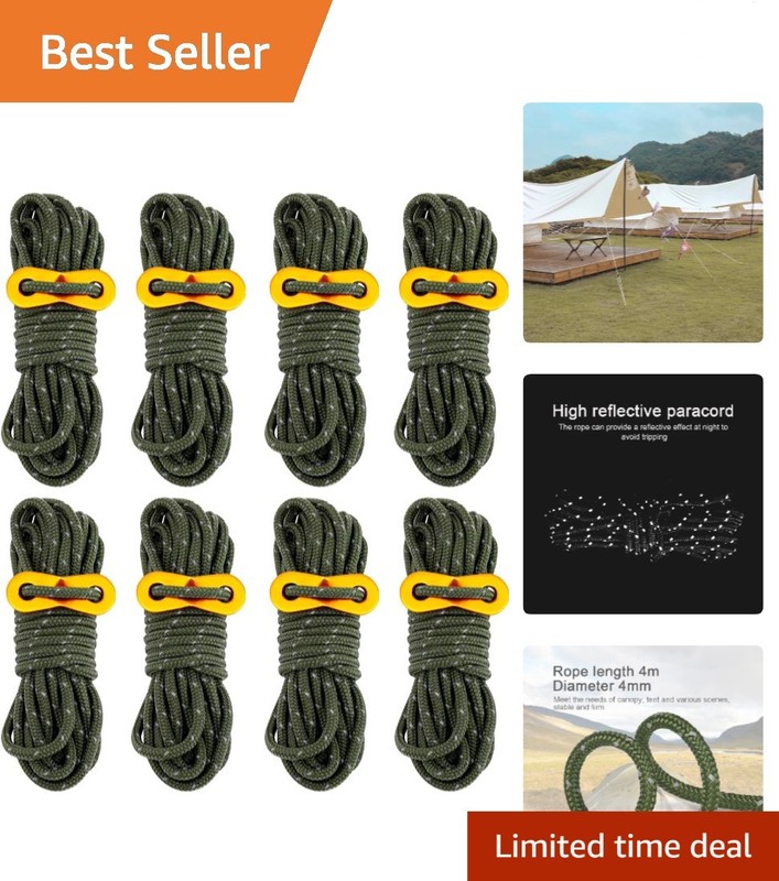 Outdoor Ultralight Tent Cords - 8 Pack 4mm Adjustable Guy Lines with Tensioners