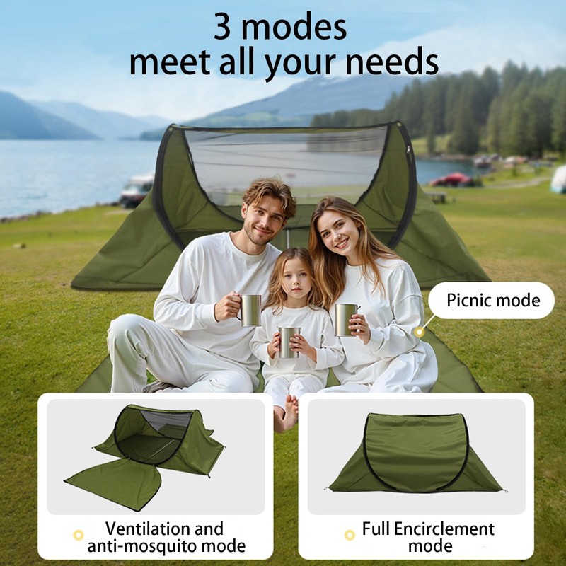 CMINGJ Portable pop up Camping Tent with Double Door Design, Folding Mosquito... gallery