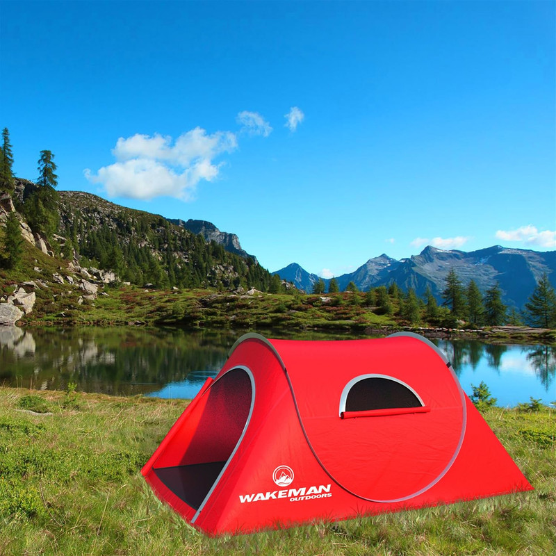 2 Person Pop up Tent with Dual-Layer Door and Carry Bag - Water-Resistant Tent f gallery