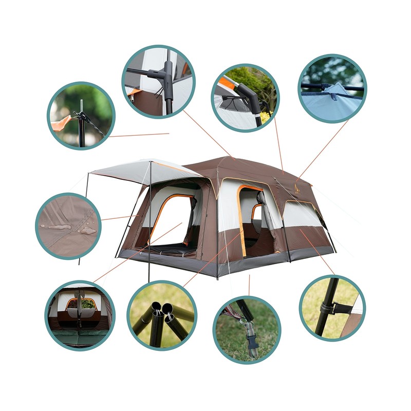 KTT Extra Large Tent 10-12-14 Person(B),Family Cabin Tents,2 Rooms,3 Doors an... gallery