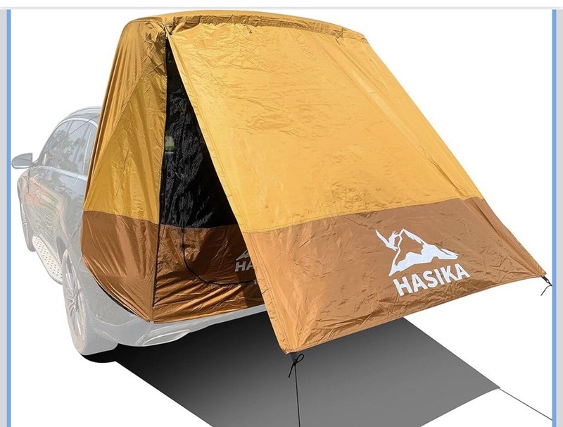 Hasika Yellow Waterproof Small/Med SUV Tailgate Awning Tent w/Adjus. Tent Poles