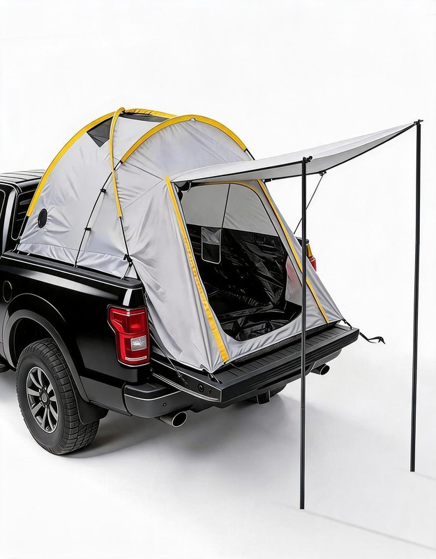 Pickup Truck Bed Tent w/ Awning Canopy 2 Person Waterproof Camping 5-8.2FT