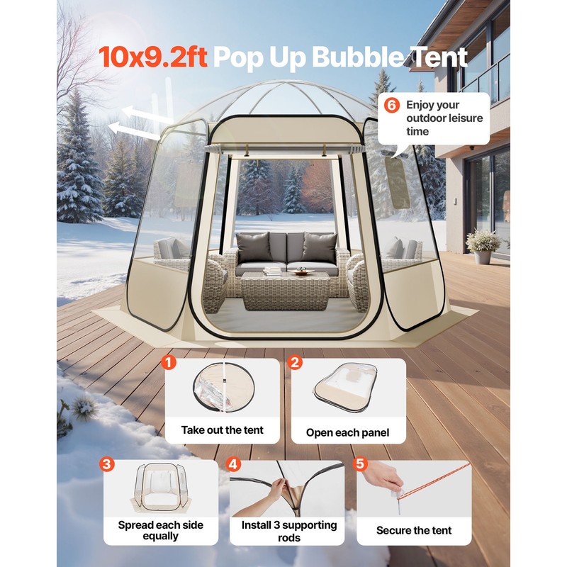 VEVOR Sports Tent Instant Pop-Up Tent Shelter Weather Proof 4-8 People Clear gallery