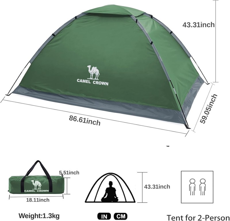 2-Person Waterproof Camping Dome Tent - Lightweight & Portable gallery