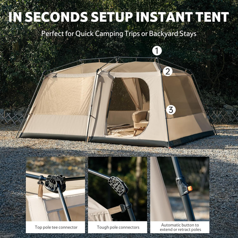 Village Lite Camping Tent, 60S Easy Setup Instant Tents for Camping, Double Laye gallery