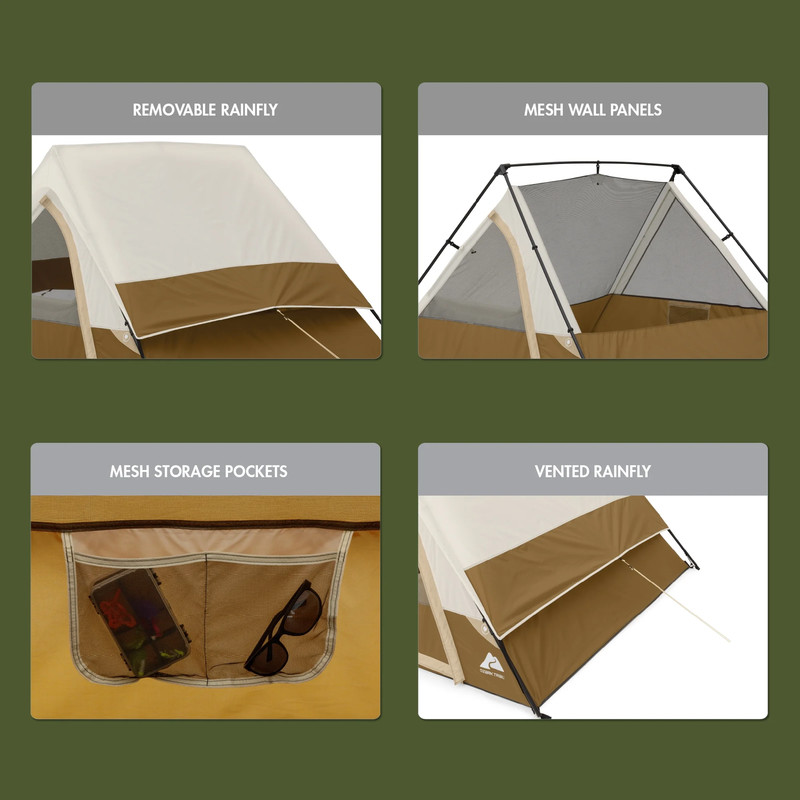 7' X 7' 3-Person Traditional A-Frame Tent Camping Glamping