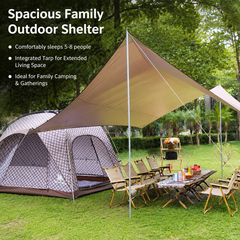 Camping Tent 5-8 Person, Waterproof 210D Polyester Tent with Silver Coating gallery