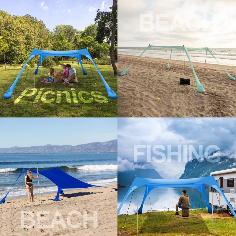 Beach Tent Pop Up Shade 10x10ft Beach Canopy Sun Shelter UPF50+ with 4 Foldab... gallery