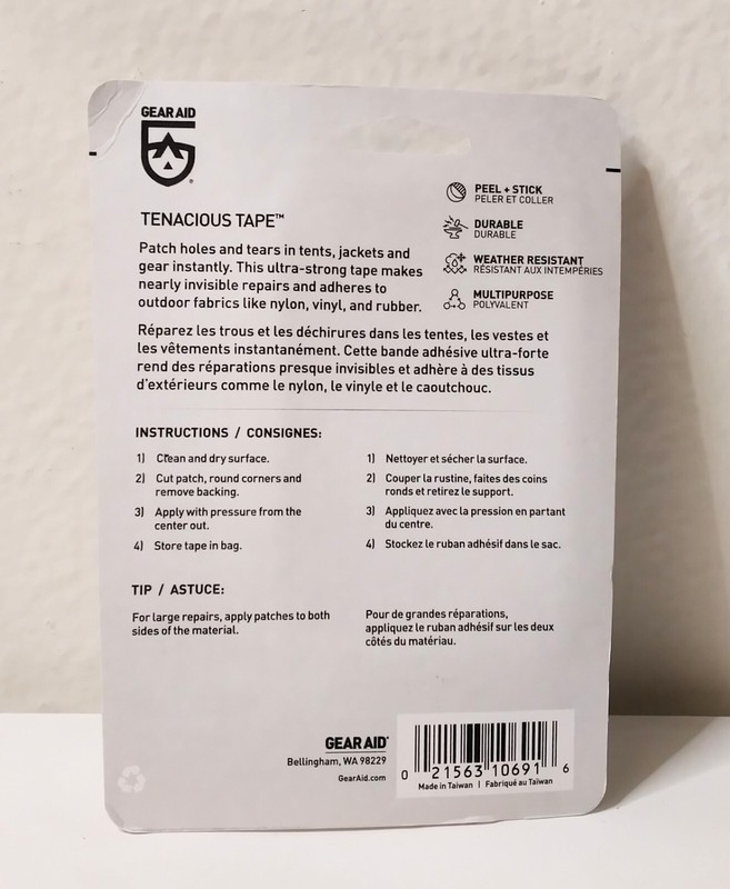 Gear Aid Tenacious Tape Clear 3"x20" Ultra Strong Flexible Waterproof Adhesive gallery