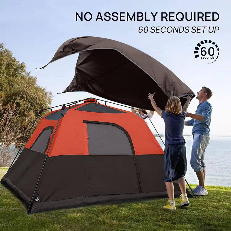 Camping Tent 8 Ft. X 8 Ft. Brick Red Camping Tent Fast Cabin Tent with Instant S gallery
