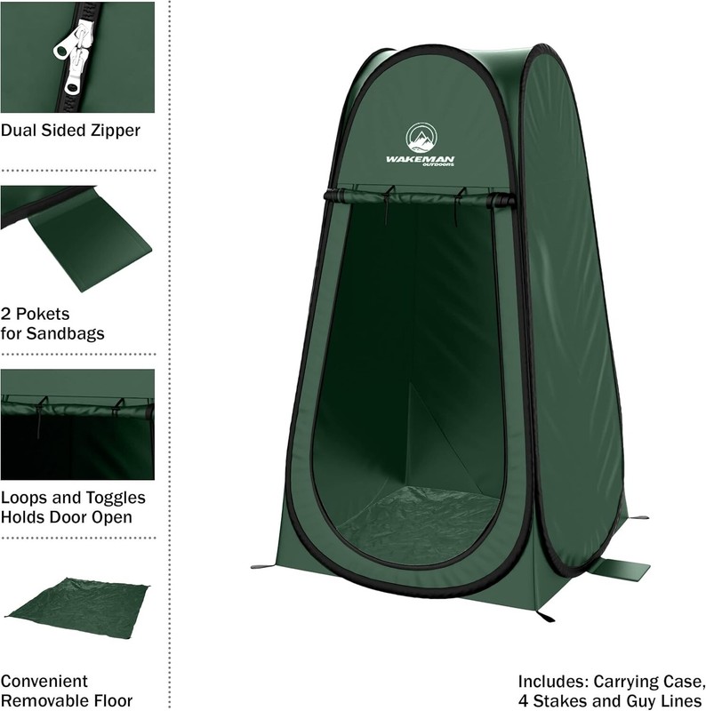 Pop Up Privacy Tent for Shower, Changing Room & Portable Toilet - Dark Green gallery