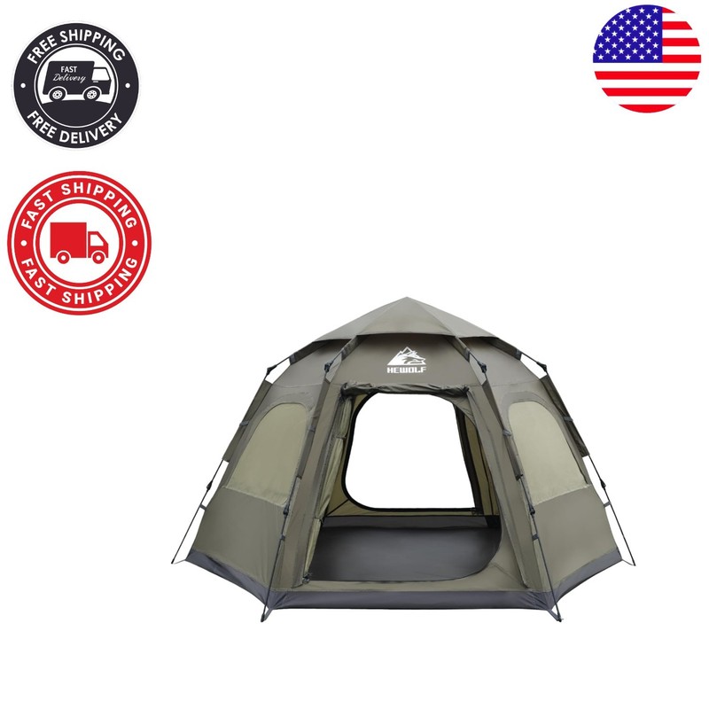 Instant Pop-Up 2-4 Person Camping Tent - Waterproof with 2 Doors & UV Protection