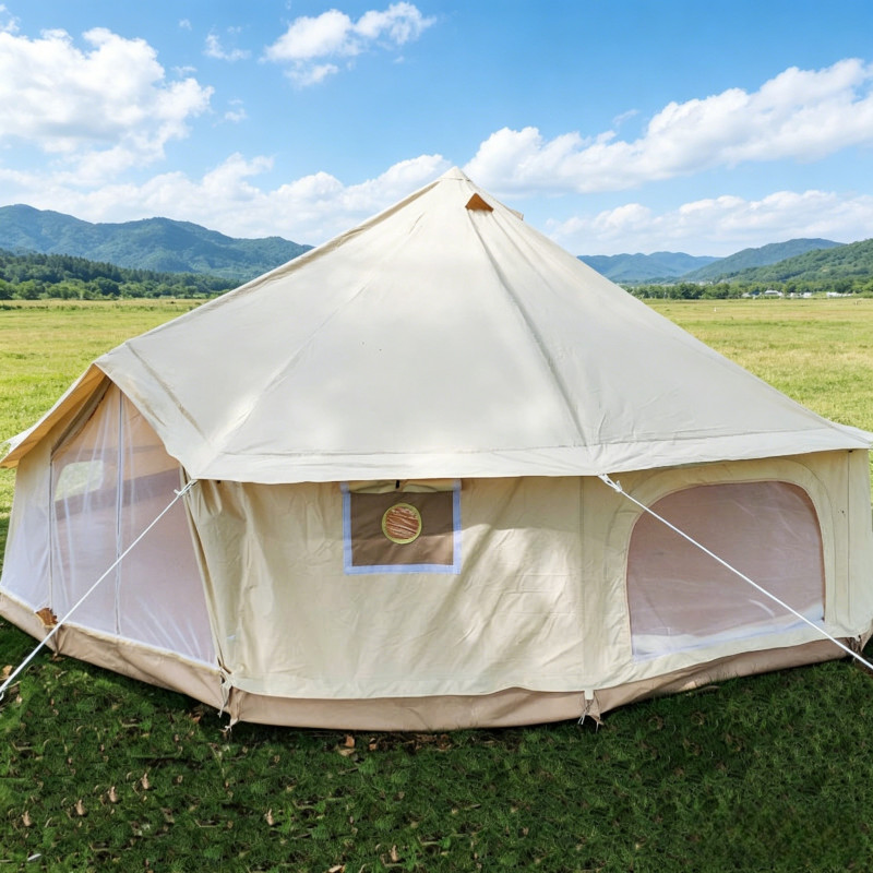 Outdoor cotton canvas bell tent 5m waterproof lawn leisure camping tent gallery