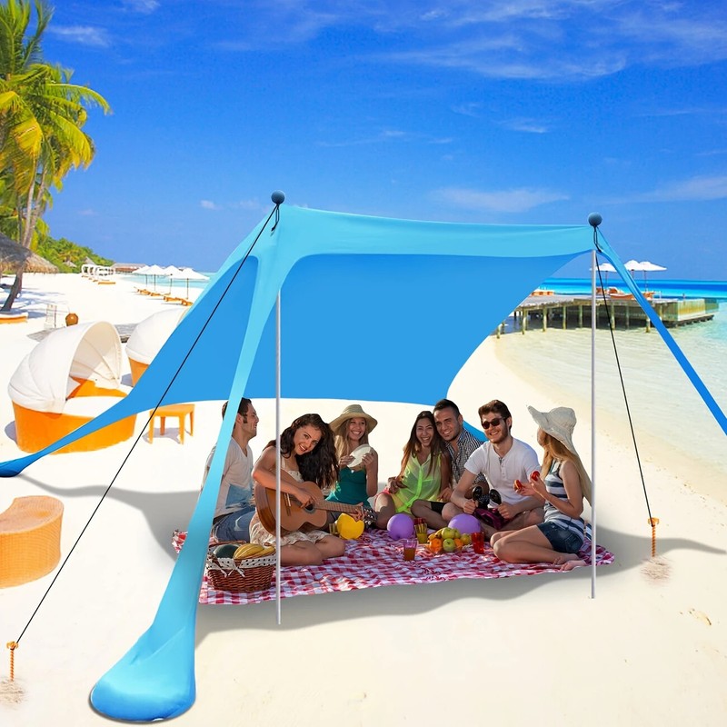 Beach Tents Portable Sun Shade Canopy UPF 50+ Outdoor Sun Shelter with Sandbag