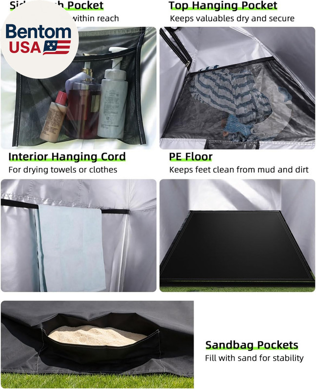 Large Shower Tent, Portable Privacy Tent with Mesh Floor & Carrying Bag, Lightwe gallery