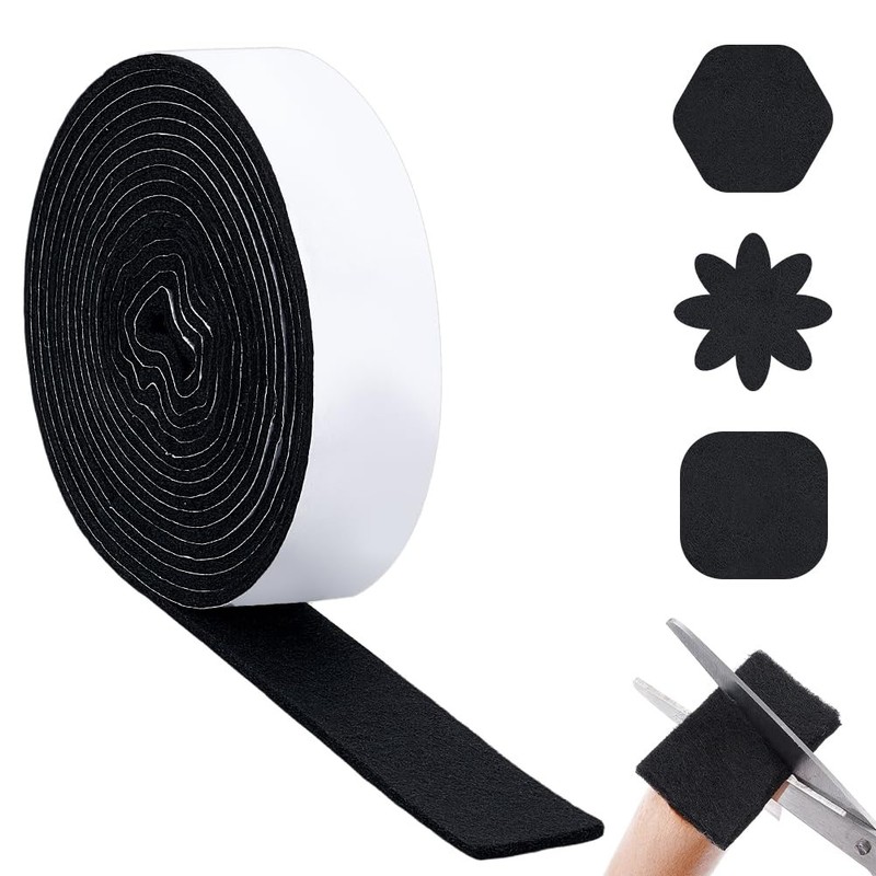 600x5cm Self Adhesive Felt Tape, Black Self Adhesive Felt Glides Felt R...