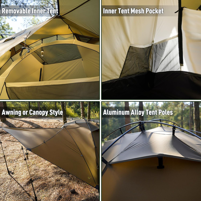 Camping Hot Tent Wood Stove Tents, Dune Solo Portable Tents with Inner Tent for gallery