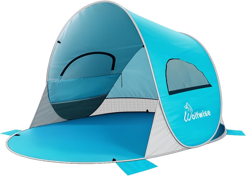 Wolfwise Pop up Beach Tent Sun Shelter with UPF50+ UV Protection, Instant Easy S