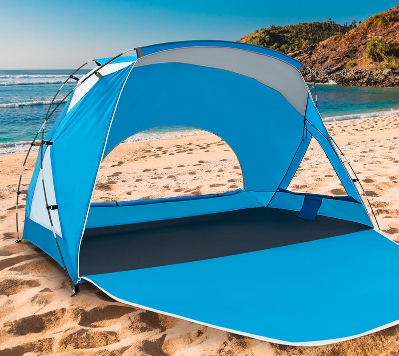 Beach Tent, Portable Sun Shelter for 2/3/4/6-8 Person with UPF 50+ UV Protection