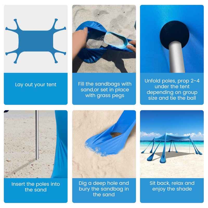 Beach Canopy Beach Tent Pop Up Shade 10x10ft Sun Shelter UPF50+ with 8 Sandba... gallery