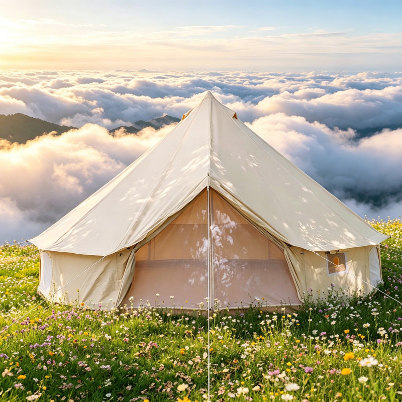 Outdoor cotton canvas bell tent 5m waterproof lawn leisure camping tent gallery