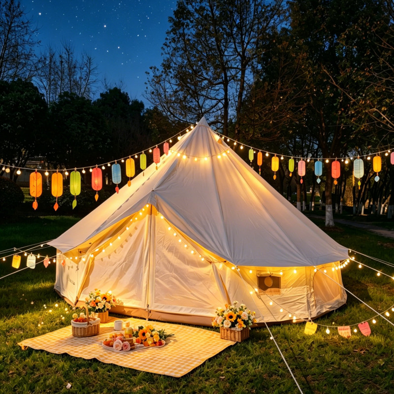 Outdoor 900D Oxford bell tent 5m waterproof luxury camping living gallery