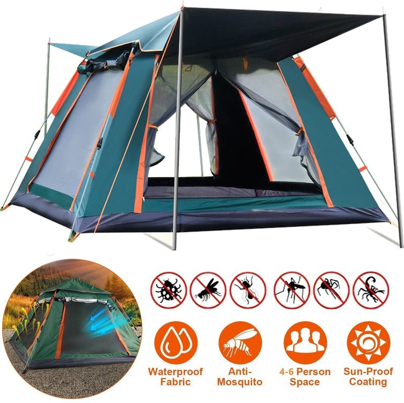 Camping Popup Tent Water Resistant Windproof Dome Hiking 4-6 People Family Easy
