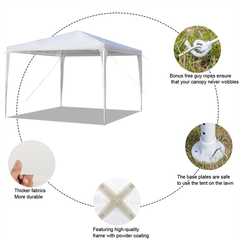 3 x 3m Waterproof Tent with Spiral Tubes White gallery
