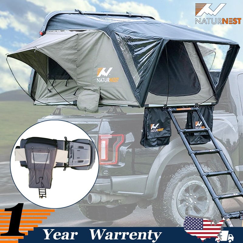 Naturnest 2-3 paxs Roof Top Tent w/ Ladder & Mattress Clamshell Car Tent Camping